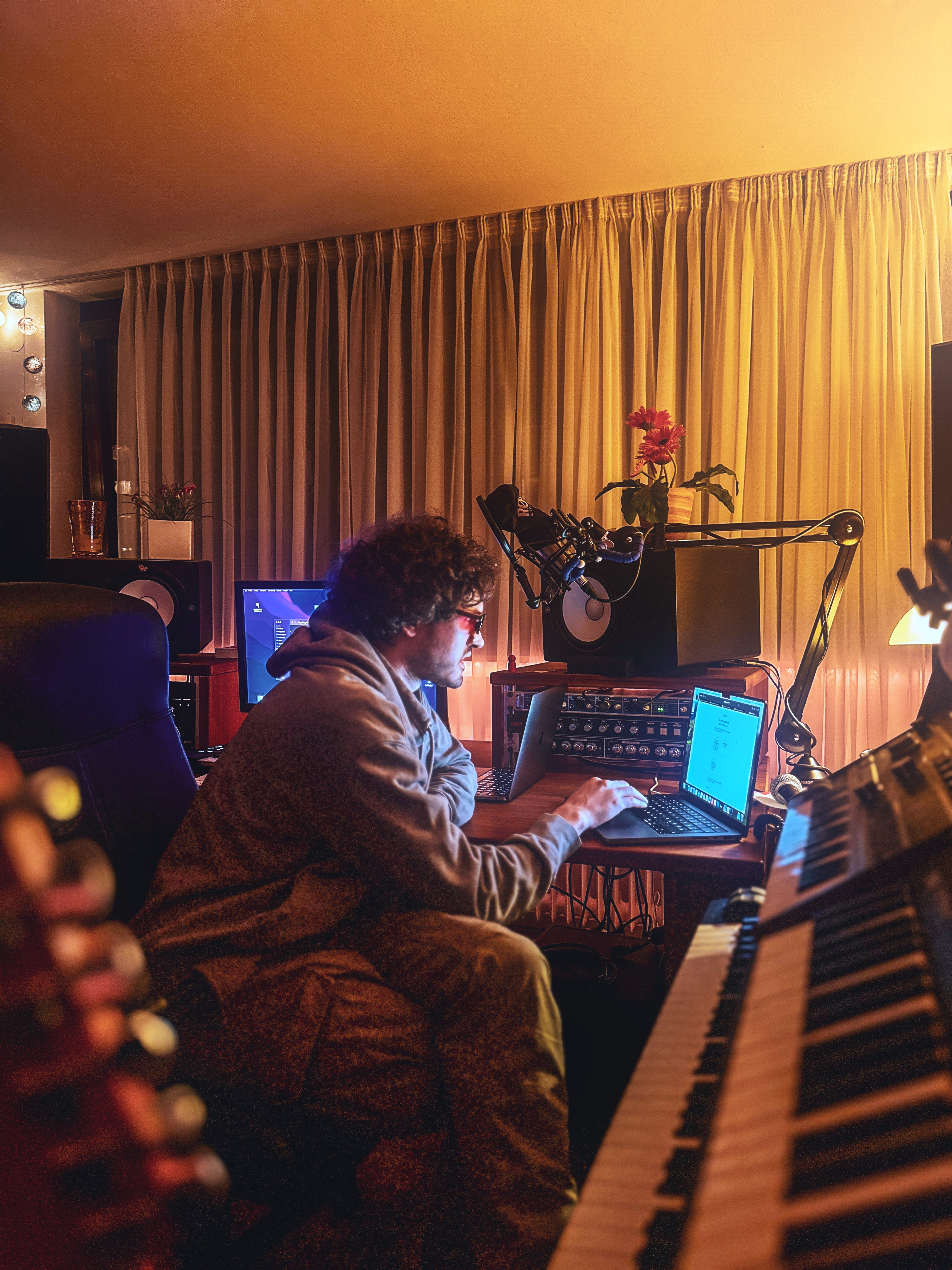 Amita producing in the studio